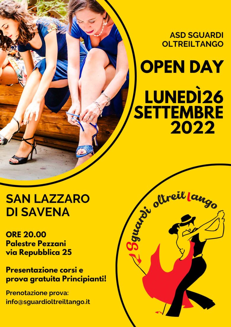 LUNEDI' 26 SETTEMBRE 2022 OPEN DAY a SAN LAZZARO DI SAVENA Palestre Pezzani via Repubblica 25